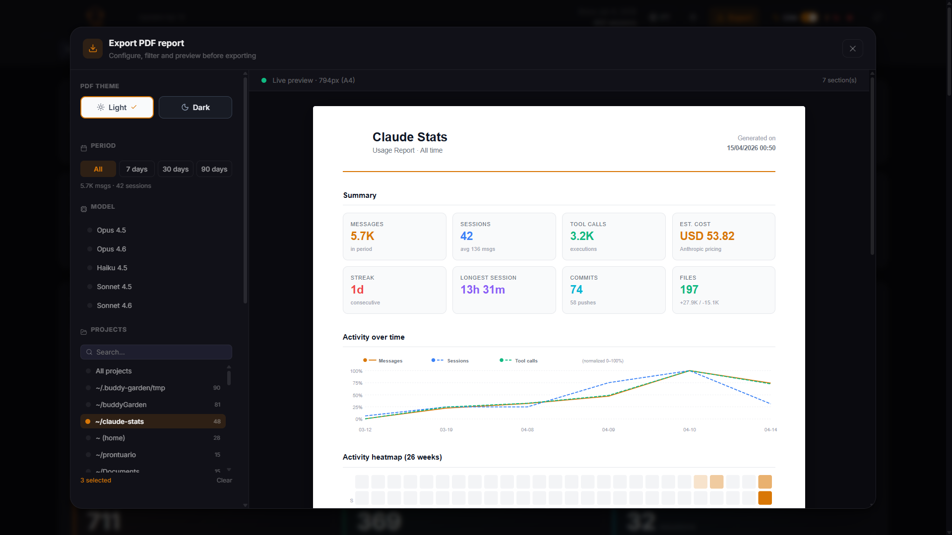 PDF Export — light theme