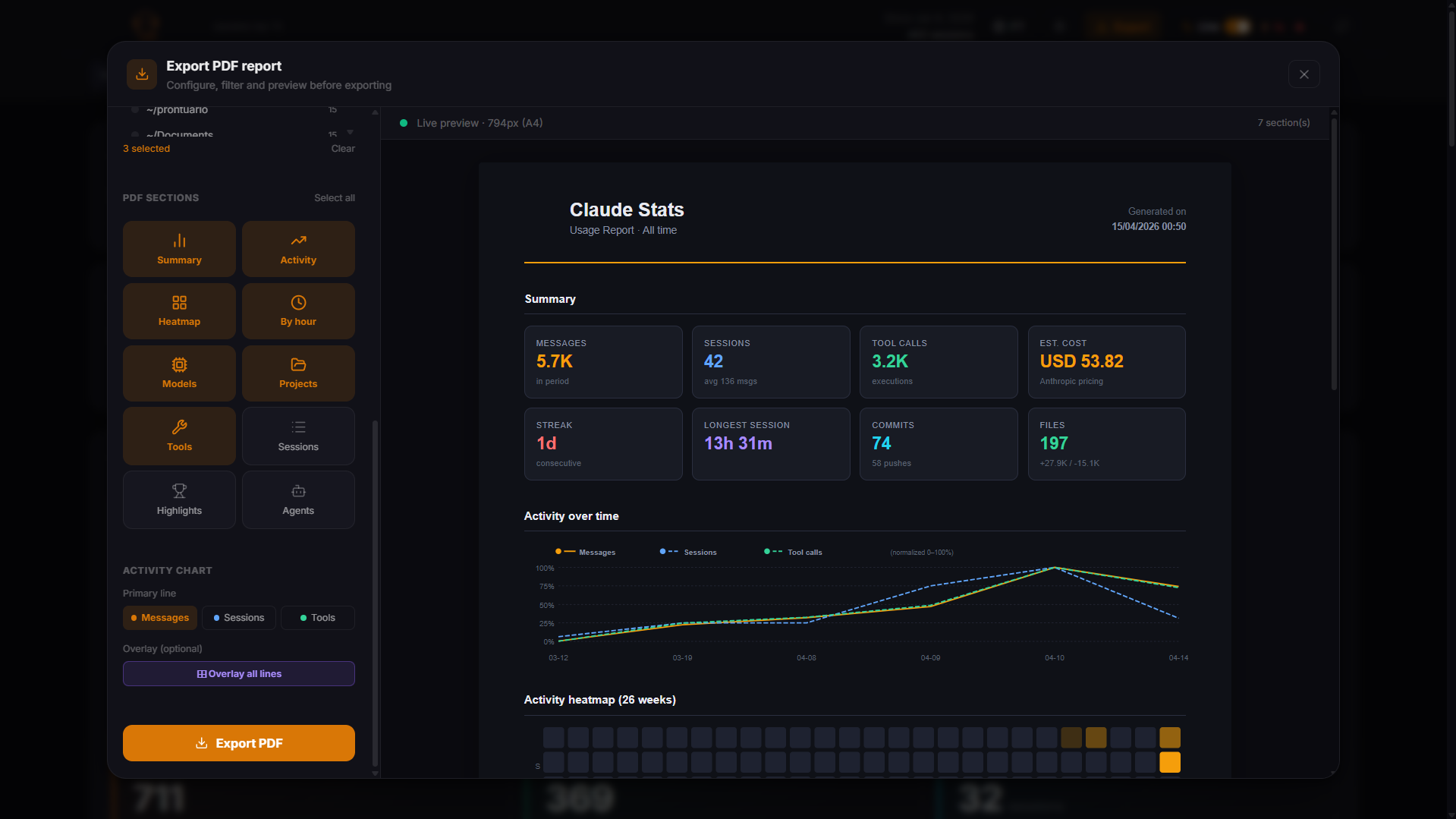 PDF Export — dark theme page 2
